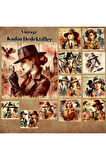 Kadın Dedektifler Vintage 12 Adet Scrapbook Bullet Journal Mat Planlayıcı Sticker Etiket Seti