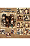 Steampunk Gençler Vintage 12 Adet Scrapbook Bullet Journal Mat Planlayıcı Sticker Etiket Seti