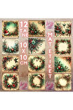 Yeşil Kırmızı Yılbaşı Süsleri Vintage 12 Adet Scrapbook Bullet Journal Mat Planlayıcı Sticker