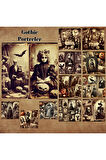 Gothic Resimler Vintage 12 Adet Scrapbook Bullet Journal Mat Planlayıcı Sticker Etiket Seti