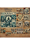 Halloween Gazeteler Vintage 12 Adet Scrapbook Bullet Journal Mat Planlayıcı Sticker Etiket Seti