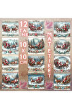 Noel Baba Kızağı ve Geyikler Vintage 12 Adet Scrapbook Bullet Journal Mat Planlayıcı Sticker Etiket