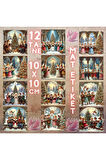Yılbaşı Noel İlahi Okuyan Çocuk Korosu Vintage 12 Adet Scrapbook Bullet Journal Mat Planlama Sticker