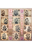 Botanik Kitabı Vintage 12 Adet Scrapbook Bullet Journal Mat Planlayıcı Sticker Etiket Seti