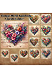 Notalar Üzerinde Çiçek Kalpler Vintage 12 Adet Scrapbook Bullet Journal Mat Planlama Sticker Etiket