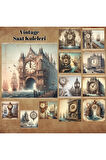 Saat Kuleleri Vintage 12 Adet Scrapbook Bullet Journal Mat Planlayıcı Sticker Etiket Seti