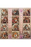 Boho Çiçekler Arasında Tilki Vintage 12 Adet Scrapbook Bullet Journal Mat Planlayıcı Sticker Etiket