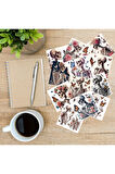 Çiçekli Kelebek Tutan İskeletler 12 Adet Scrapbook Bullet Journal Mat Planlayıcı Sticker Etiket Seti