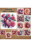 Anatomik Kalpler ve Güller Vintage 12 Adet Scrapbook Bullet Journal Mat Planlayıcı Sticker Etiket