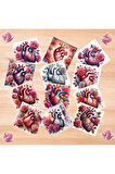 Anatomik Kalpler ve Güller Vintage 12 Adet Scrapbook Bullet Journal Mat Planlayıcı Sticker Etiket