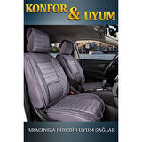 Renault Grand Scenic 3 Tekli 5 Koltuklu Uyumlu Lüx Deri Oto Koltuk Kılıfı Ön Arka Takım Safir FÜME