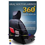 Peugeot Rifter 2019-2023 3 Tekli Uyumlu Lüx Deri Oto Koltuk Kılıfı Ön Arka Takım Safir SİYAH KIRMIZI