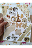 Vintage Scrapbook Elementler Etiket Seti, Bullet Journal, Planlayıcı Sticker Seti