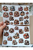 Vintage Scrapbook Çiçekli Seramik Çay Setleri Etiket Seti, Bullet Journal, Planlayıcı Sticker Seti