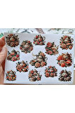 Vintage Scrapbook Çiçekli Seramik Çay Setleri Etiket Seti, Bullet Journal, Planlayıcı Sticker Seti
