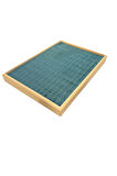 El Yapımı Ahşap Çerçeveli Alcantara Kaplama Yüzük Takı Teşhir Tablasi (34,5x24,5x3,5cm) Ahşap Yeşil