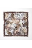Akipek - İpek Twill Eşarp - Parçalı Leopar Desen