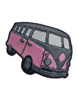 Aplike Ütü İle Yapışan Otobüs Pembe-Gri Arma 4x2,5 cm