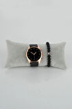 Nokta Kadran Model 6 Dereceli Rose Gold Çerçeve Erkek Kol Saati Bileklik Hediye