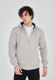Vexor Unisex Tam Fermuarlı Kapşonlu  SweatShirt - Boyalı Gri
