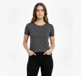 Vexor T-Shirt Bisiklet Yaka Slim Fit Likralı Tişört Günlük Basic Body - Füme