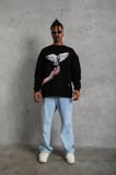 Vexor Erkek Güvercin Baskılı Sweatshirt - Siyah