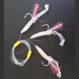Silikon At Çek Takımı (2 ADET) V8 Silikon Balıklı Çapari 6,5 Cm Şeffaf