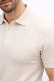 USLUCAN ALIŞVERİŞ Erkek Yazlık Triko Tişört Kısa Kol Polo Yaka Düğmeli T-Shirt - Krem
