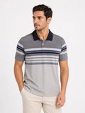 USLUCAN ALIŞVERİŞ Erkek Flamlı Penye Çizgili Polo Yaka Tişört Kısa Kol Yazlık T-Shirt - Gri