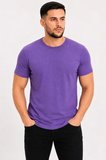 Erkek Basic Tişört Bisiklet Yaka Kısa Kol Günlük Yazlık Slim Fit T-Shirt - Mor