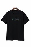Anneler Günü Mom Çiçek Temalı Baskılı Oversize Bisiklet Yaka T-shirt - Siyah