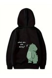 Sevgililer Günü Baskılı Oversize Kapüşonlu Sweatshirt Hoodie - Siyah