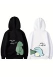 Sevgililer Günü Baskılı Oversize Kapüşonlu Sweatshirt Hoodie - Siyah
