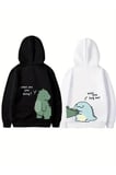 Sevgililer Günü Baskılı Oversize Kapüşonlu Sweatshirt Hoodie - Beyaz