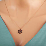 STİLLOVE Gümüş Rose Siyah Taşlı Kar Tanesi Kadın Kolye