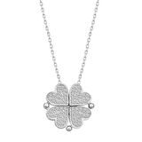 STİLLOVE Gümüş Kalpli Açılabilen Yonca Kadın Kolye