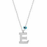 STİLLOVE Gümüş Nazar Rodyum E Harfi Kadın Kolye