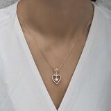 STİLLOVE Gümüş Rose Kalpli Tek Taş Kadın Kolye