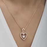 STİLLOVE Gümüş Rose Kalpli Tek Taş Kadın Kolye