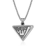STİLLOVE Gümüş Üçgen Allah Yazılı Cevşen Dualı Kolye