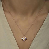 STİLLOVE Gümüş Rose Mix Taşlı Umut Çiçeği Kolye