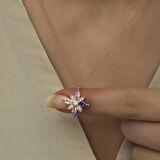 STİLLOVE Gümüş Rose Mix Taşlı Umut Çiçeği Kolye