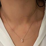 STİLLOVE Gümüş Rose 3 Boyutlu Ş Harf Kadın Kolye