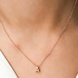 STİLLOVE Gümüş Rose 3 Boyutlu A Harf Kadın Kolye