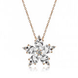 STİLLOVE Gümüş Rose Beyaz Kamelya Çiçeği Kolye