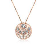 STİLLOVE Gümüş Rose Etnik Desenli Rose Kadın Kolye