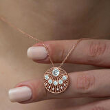 STİLLOVE Gümüş Rose Etnik Desenli Rose Kadın Kolye