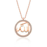 STİLLOVE Gümüş Rose Arapça Allah Yazılı Kadın Kolye