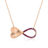 STİLLOVE Gümüş Rose Sonsuz Kalp Bayan Kolye
