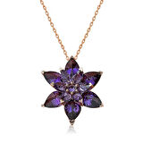 STİLLOVE Gümüş Rose Mor Lotus Çiçeği Kolye